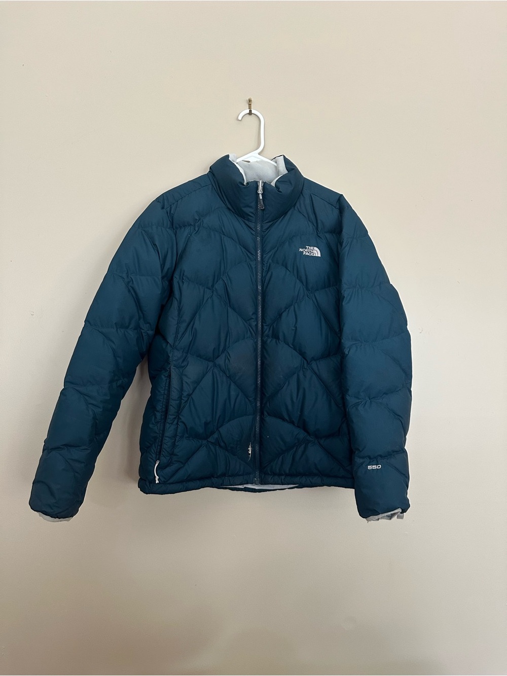The North Face Teal Quilted 550 Down Jacket